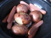 Spuds & Dogs (with garlic hidden underneath the foil potato stand in the middle)